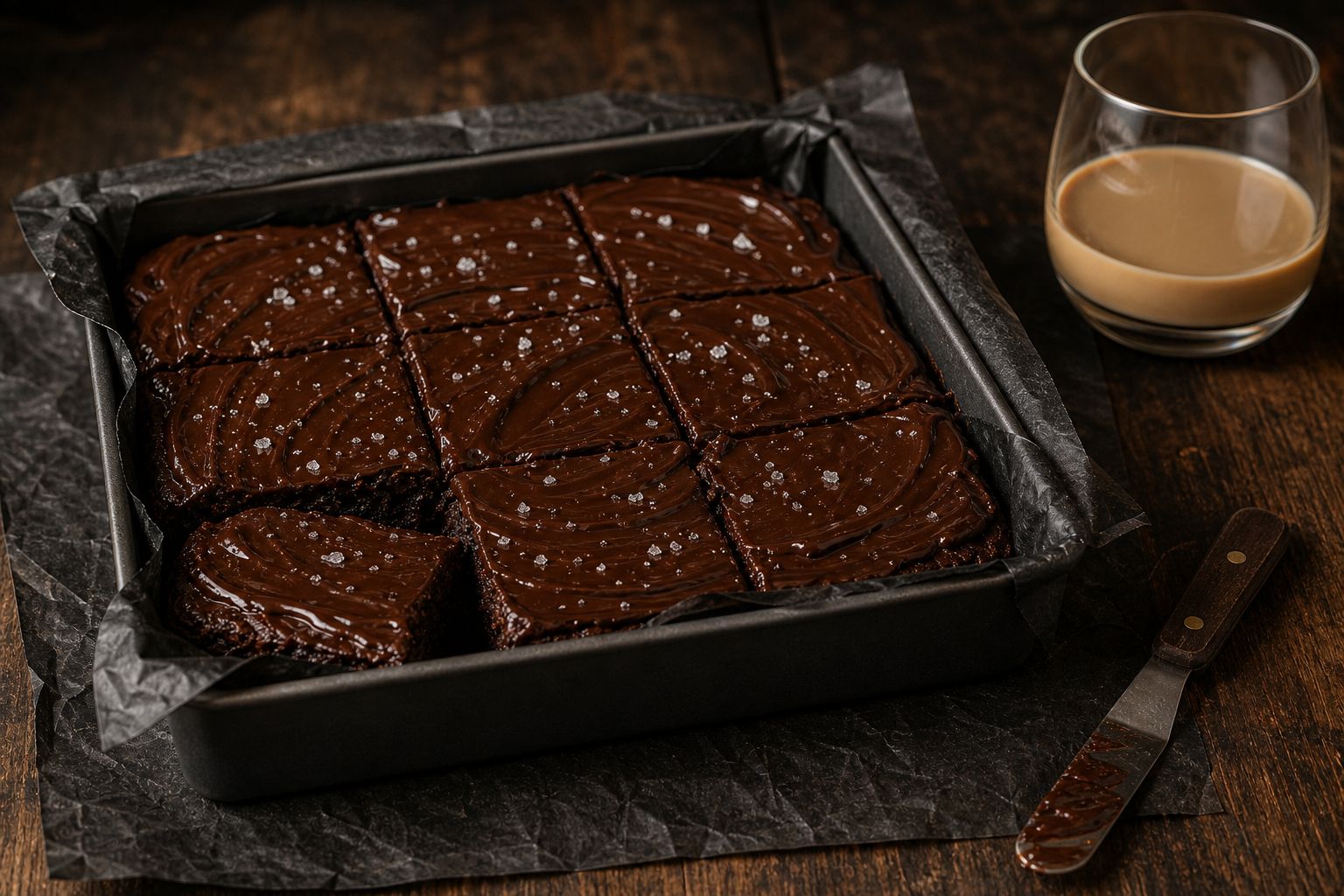 Baileys-brownies, trin 7: køl af og glasér