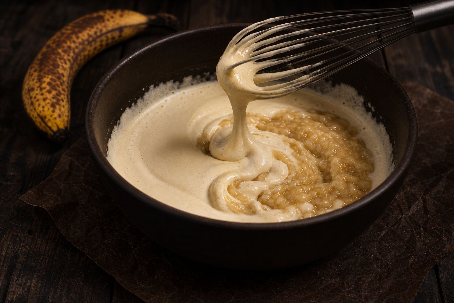Banan-brownies, trin 4: pisk luft i