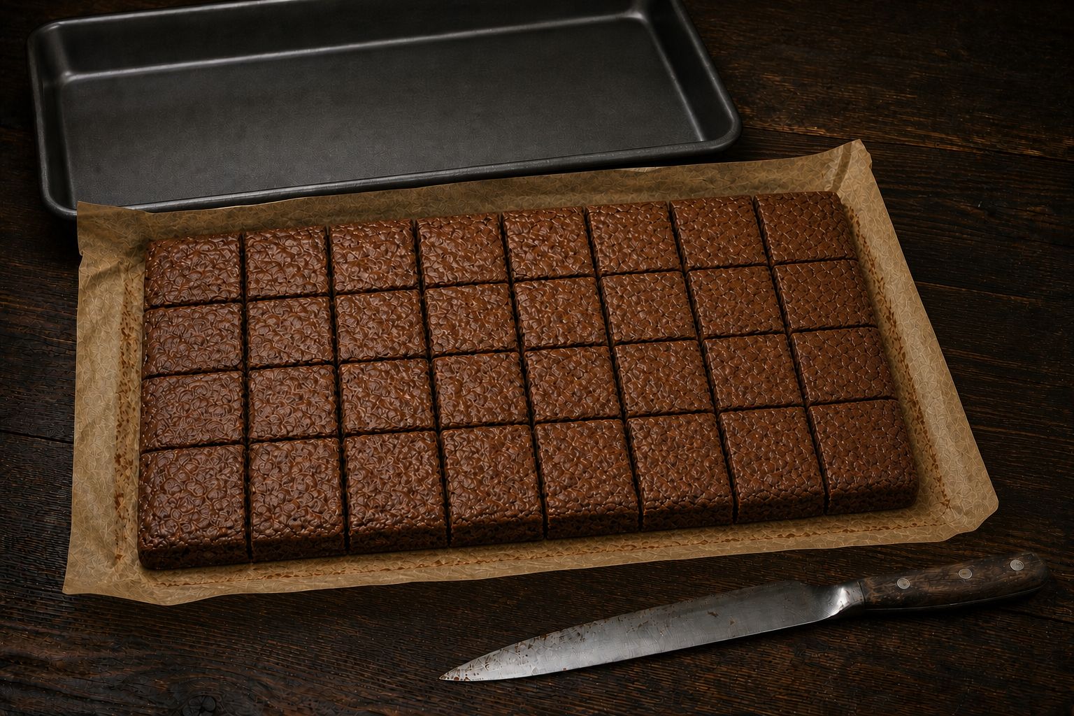 Bradepande-brownies, trin 7: køl helt af og skær