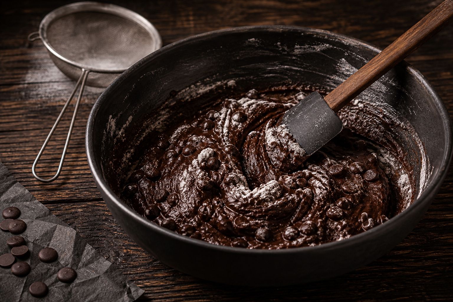 Brownie-cookies, trin 5: vend det tørre i