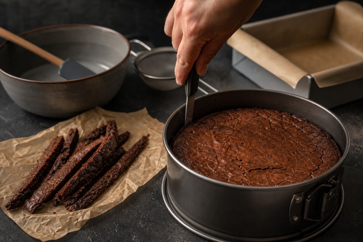 Browniebund, trin 6: tilpas bunden til formen