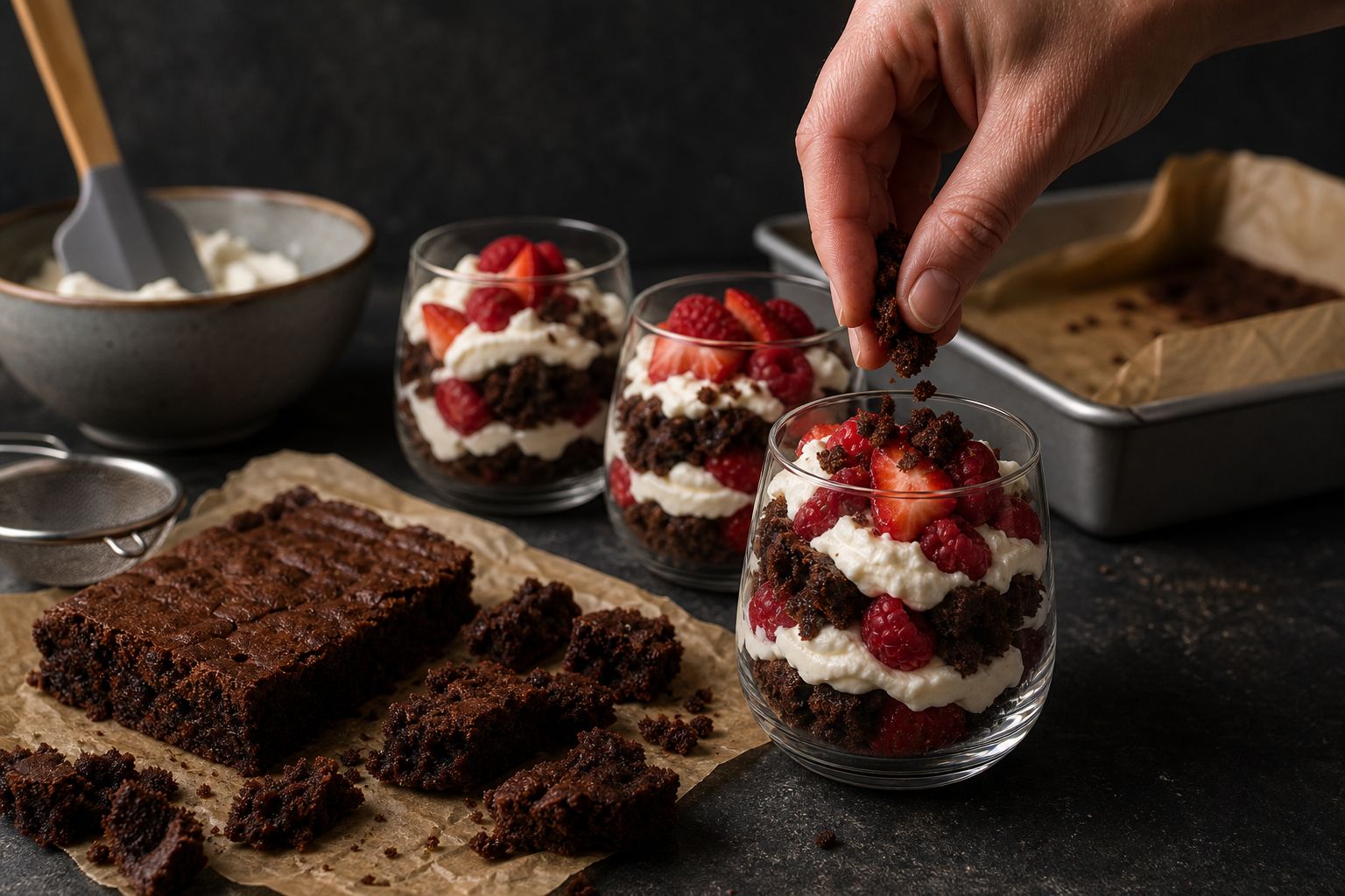 Browniebund, trin 8: eller lav dessertglas
