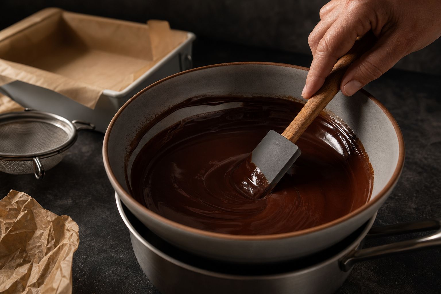 Brownies uden æg, trin 2: smelt