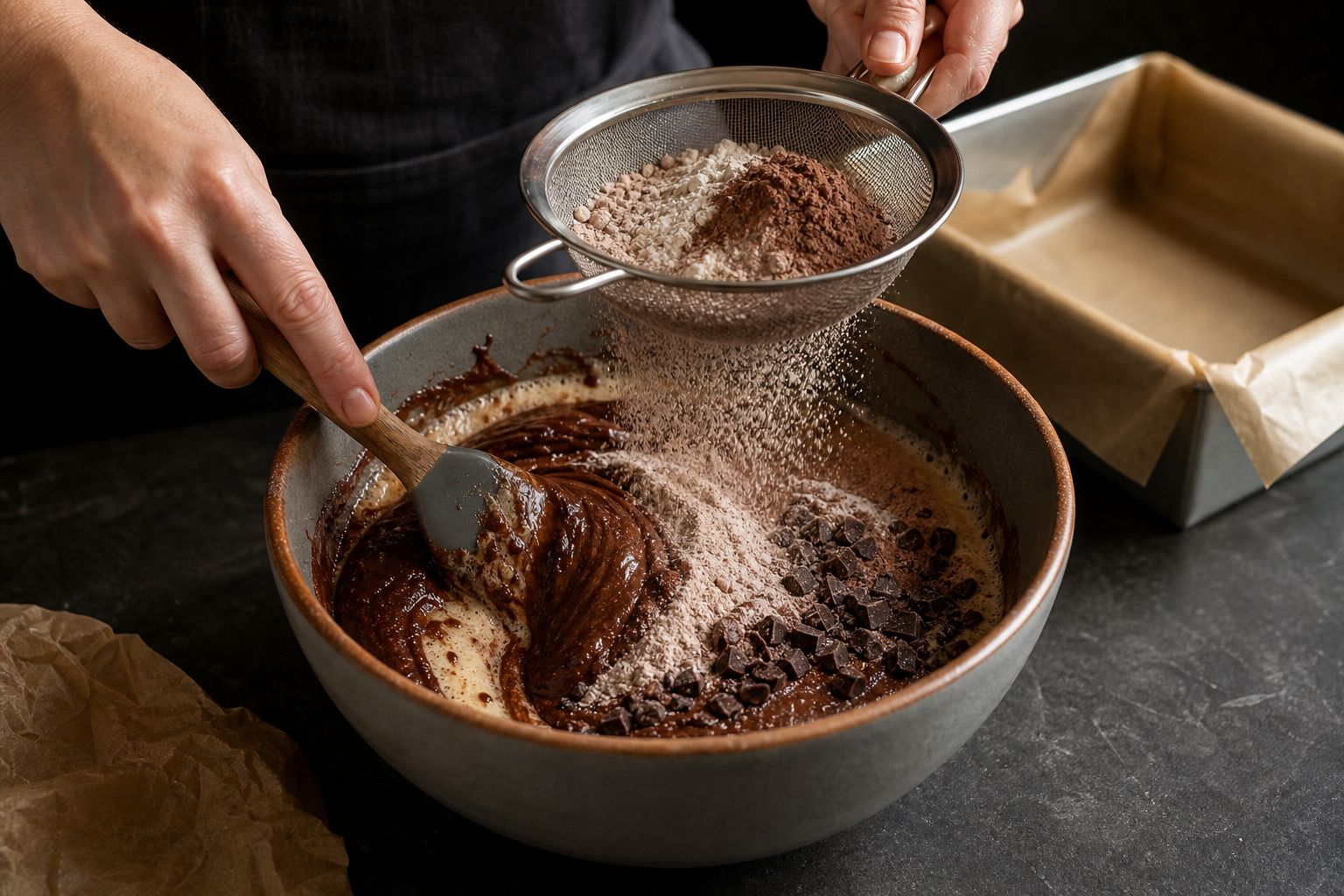 Brownies uden smør, trin 4: vend sammen