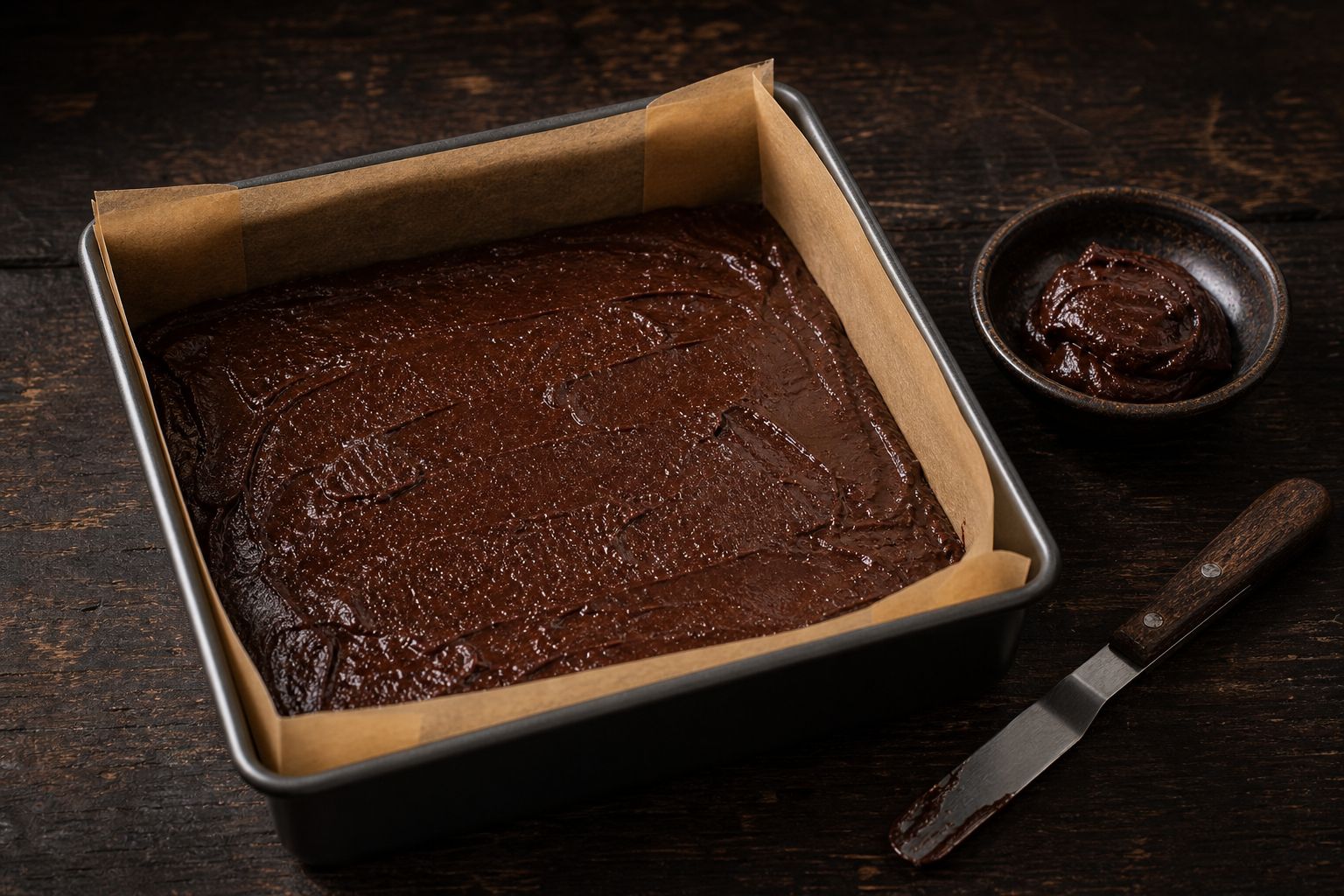 Cheesecake-brownies, trin 4: lag i formen