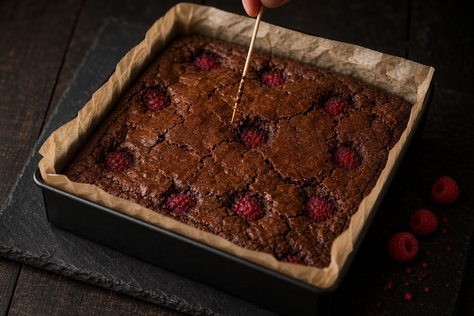 Hindbær-brownies, trin 6: bag
