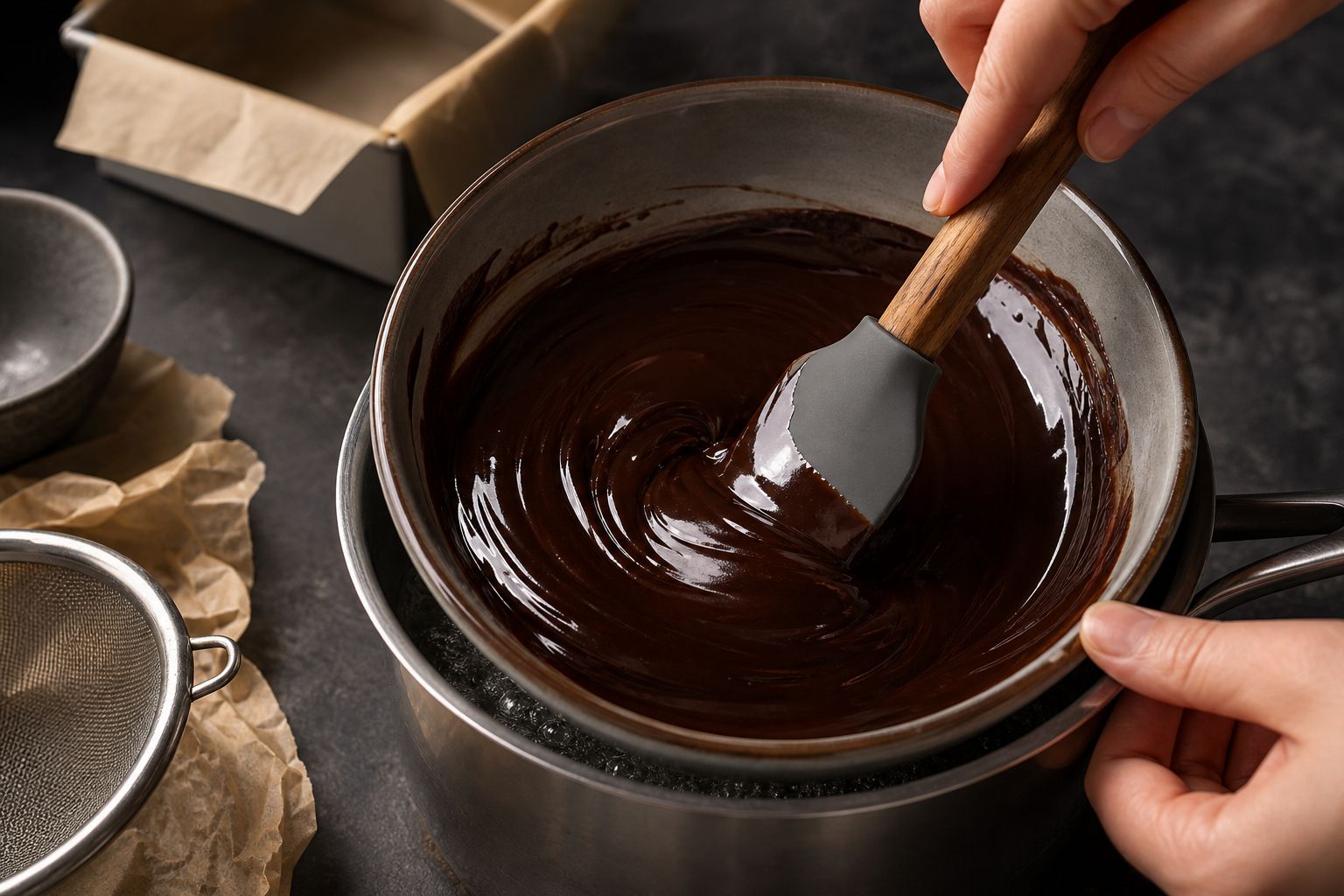 Keto-brownies, trin 2: smelt chokolade og smør