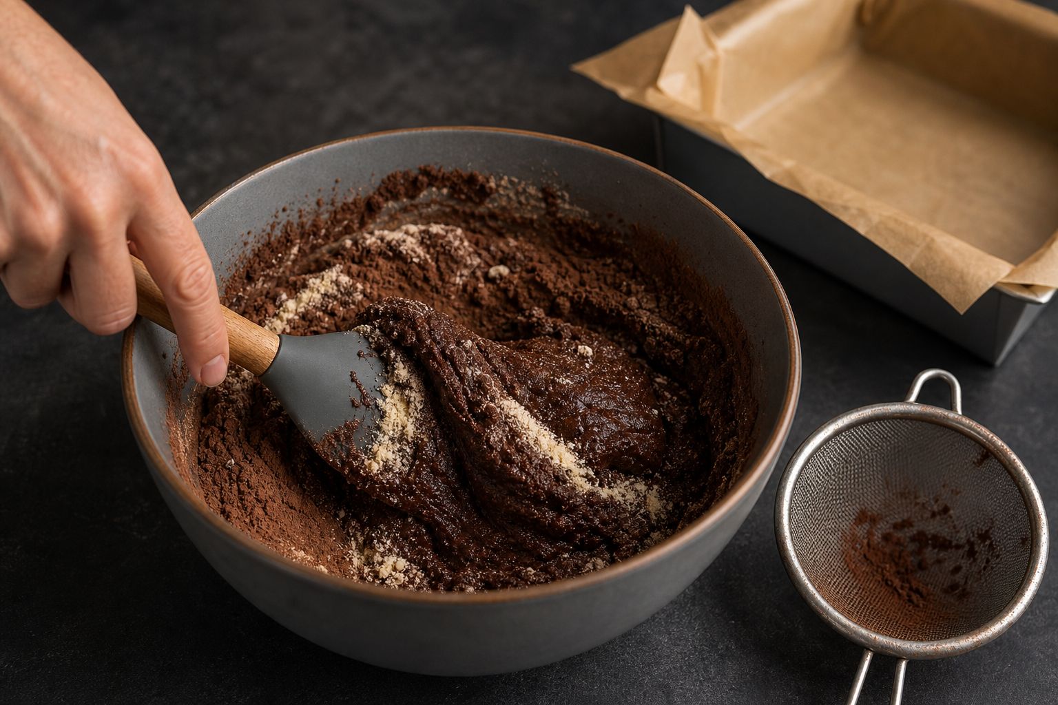 Keto-brownies, trin 4: vend det tørre i