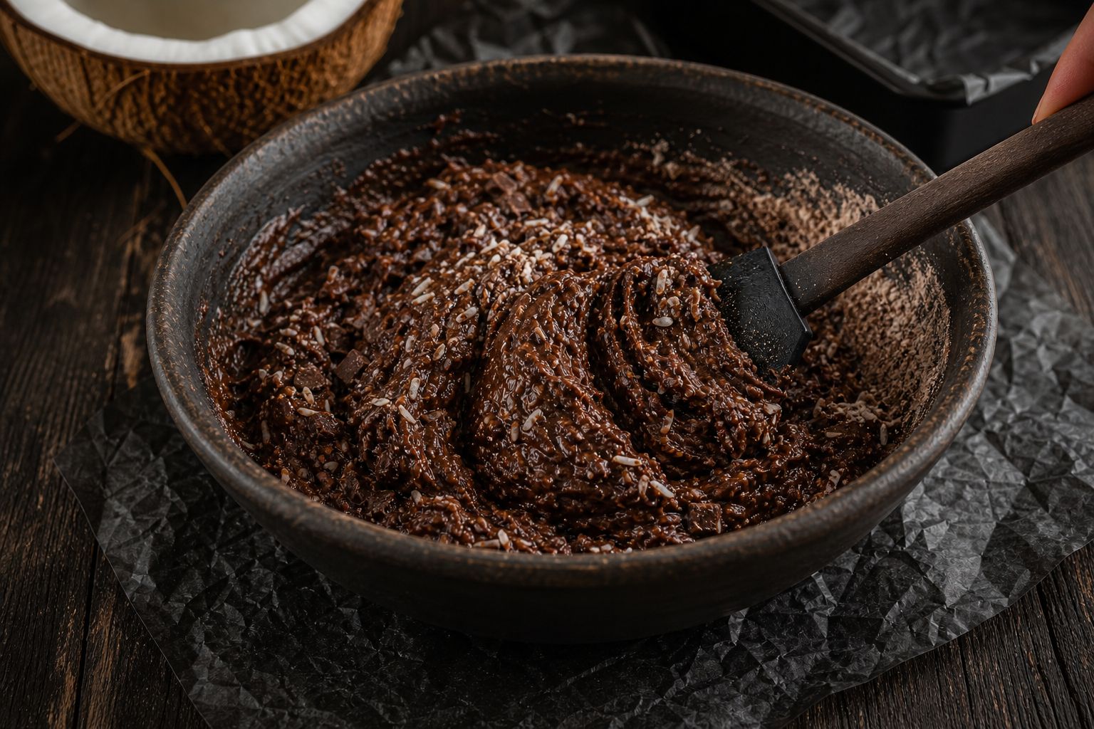 Kokos-brownies, trin 5: vend sammen