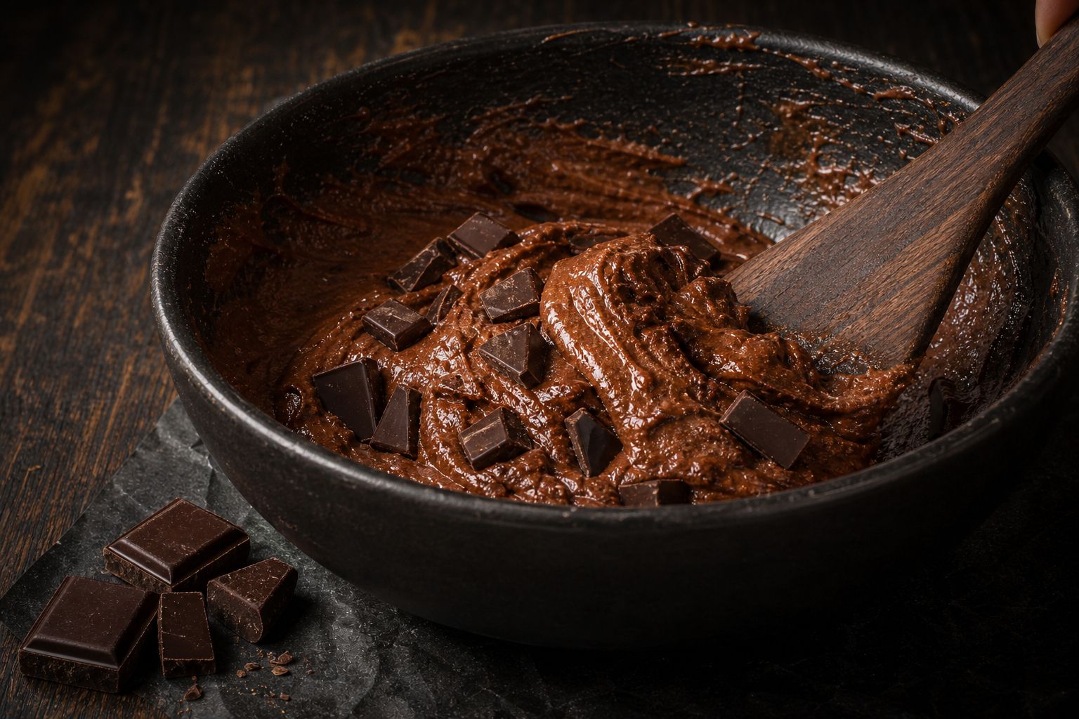 Mælkechokolade-brownies, trin 5: vend chokoladen i