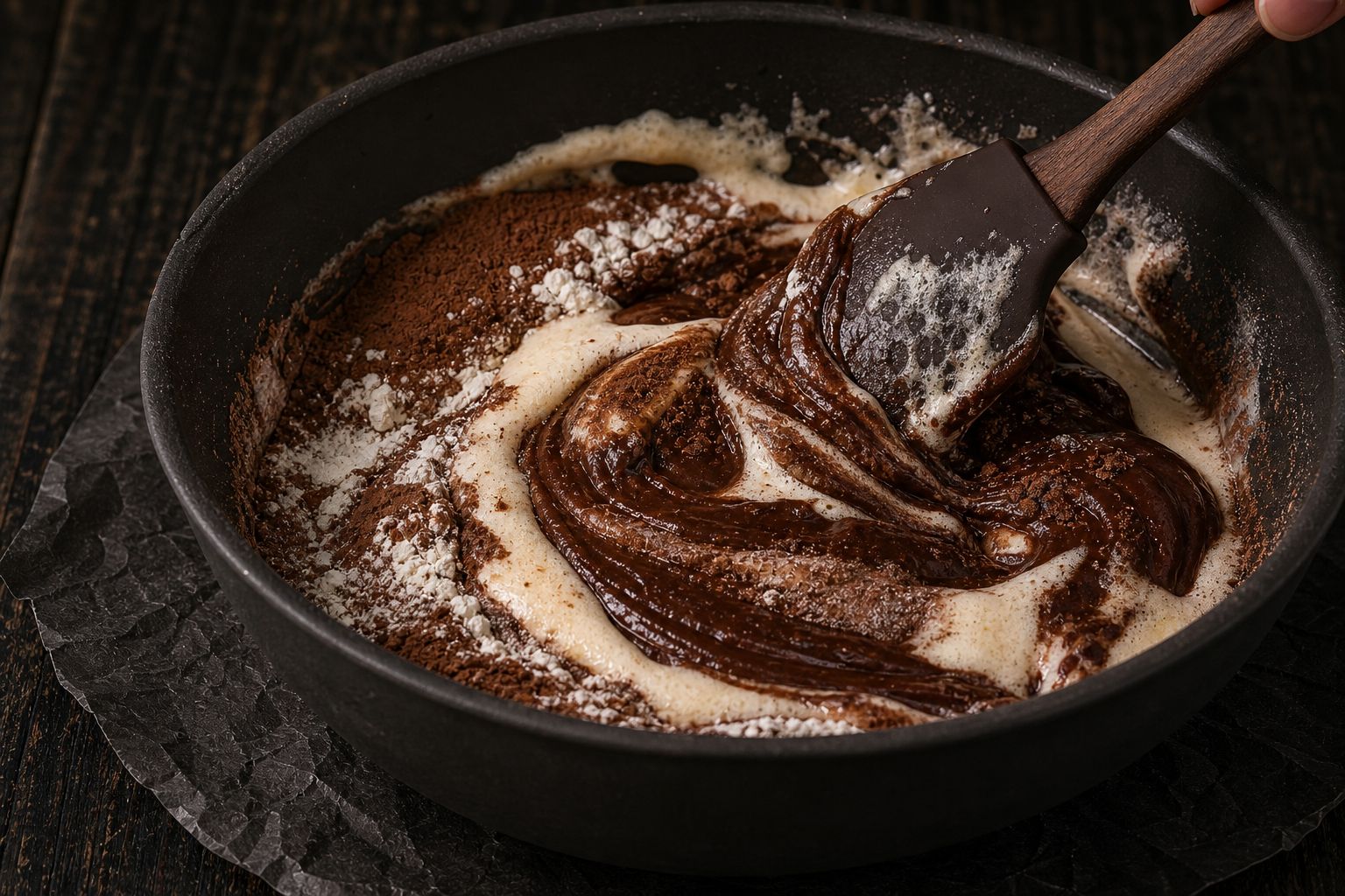 Marcipan-brownies, trin 4: vend sammen