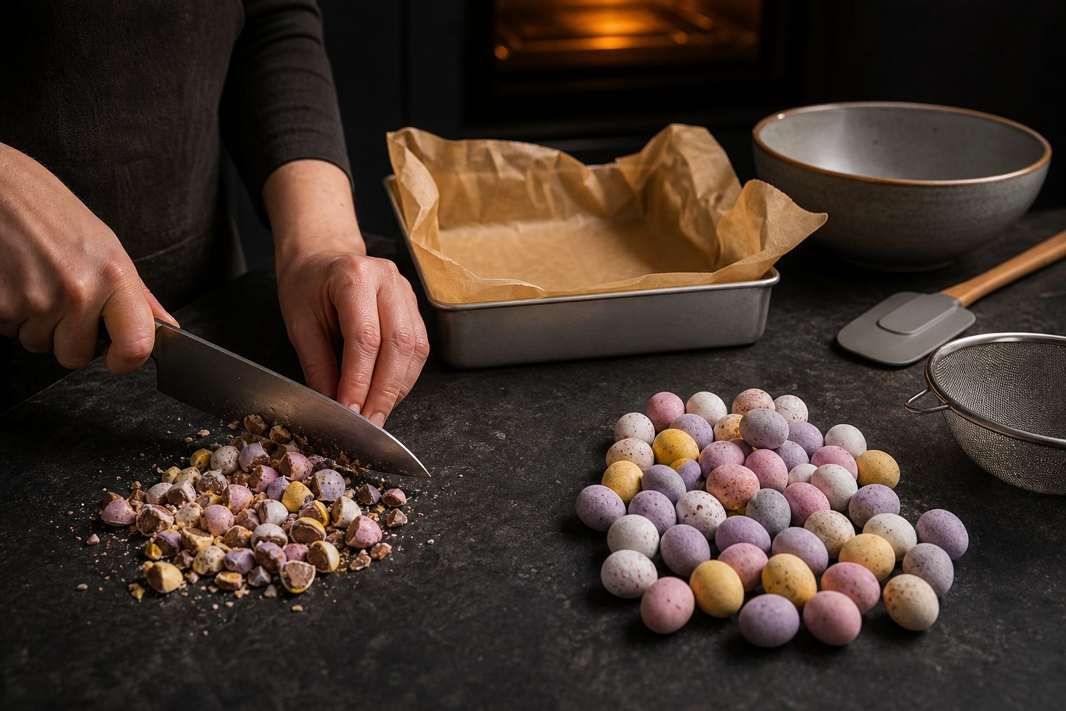 Påskebrownies, trin 2: smelt smør og chokolade