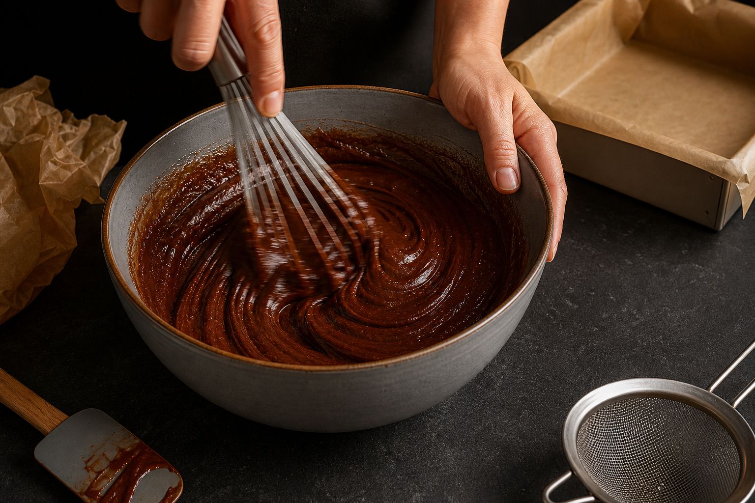 Påskebrownies, trin 3: pisk sukker og æg i