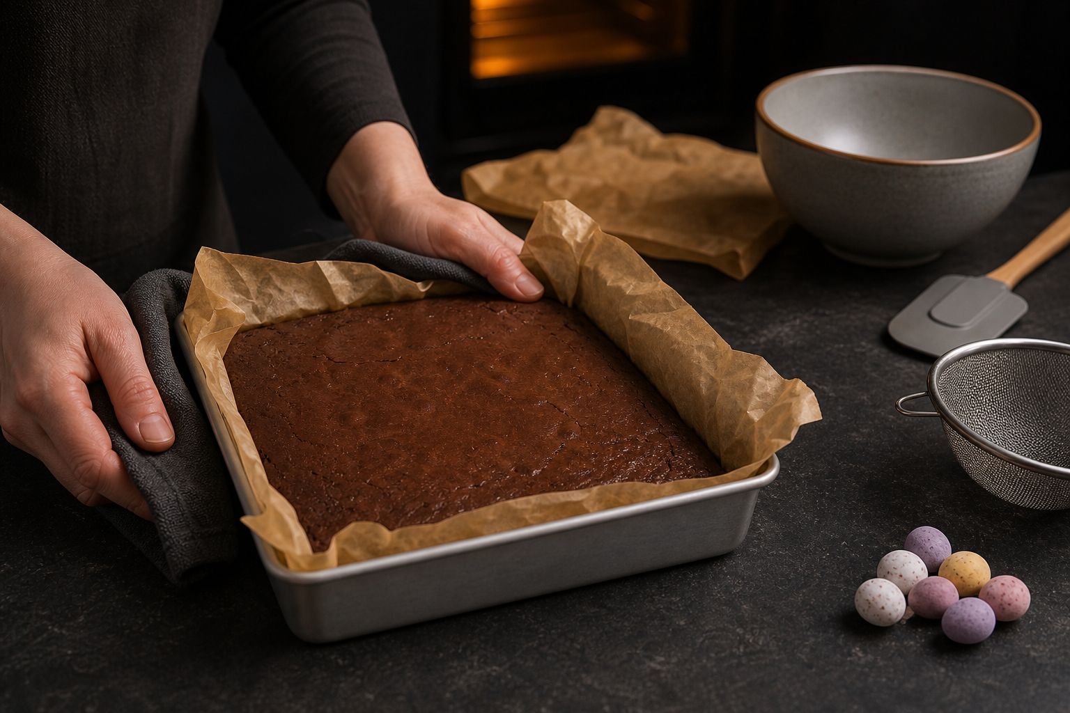 Påskebrownies, trin 5: bag halvvejs