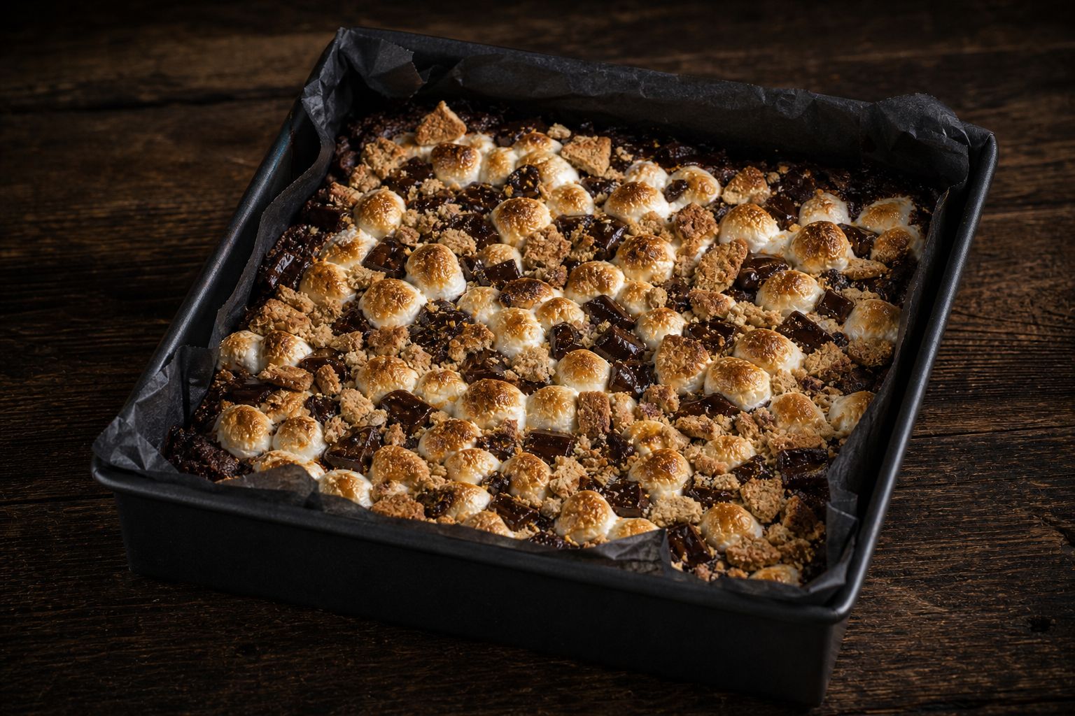 Skumfidus-brownies, trin 6: skumfiduser og digestive på