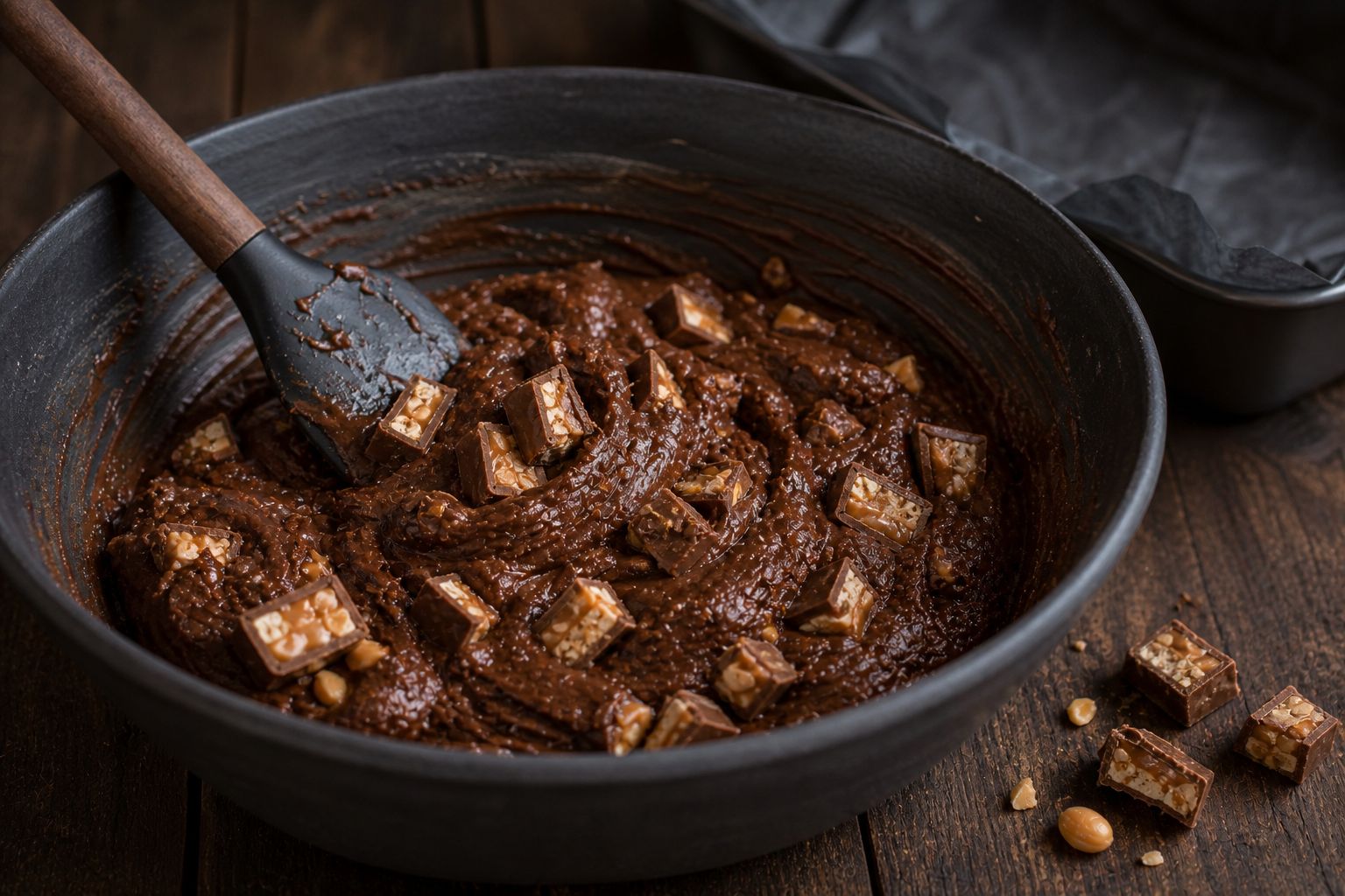 Snickers-brownies, trin 4: vend dejen sammen
