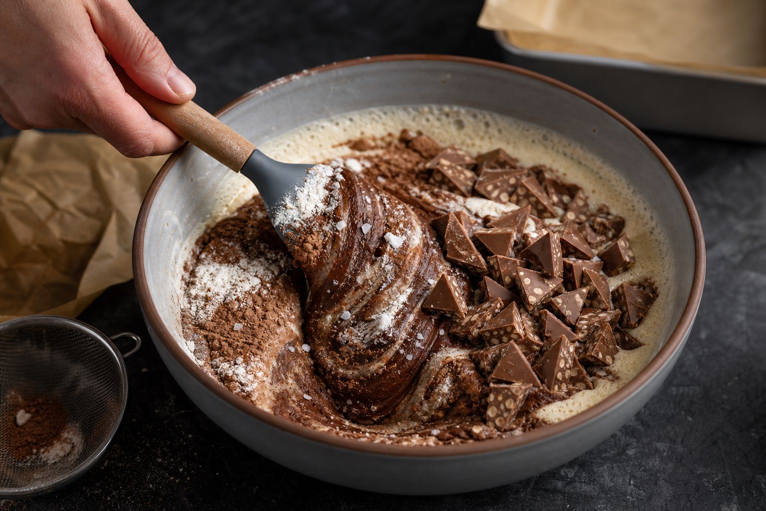 Toblerone-brownies, trin 4: vend sammen