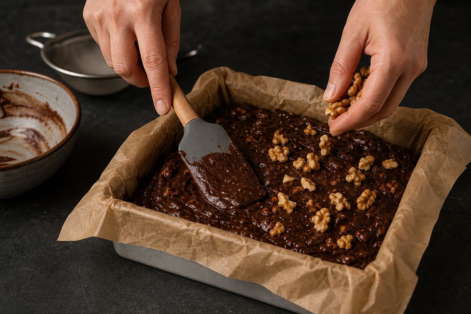Valnøddebrownies, trin 2: forbered