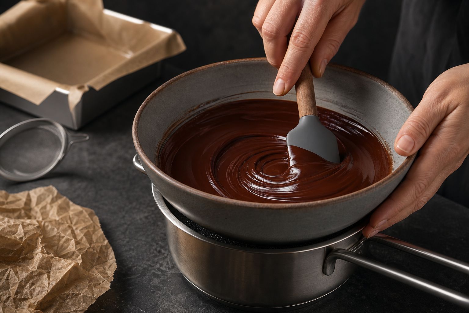 Valnøddebrownies, trin 3: smelt