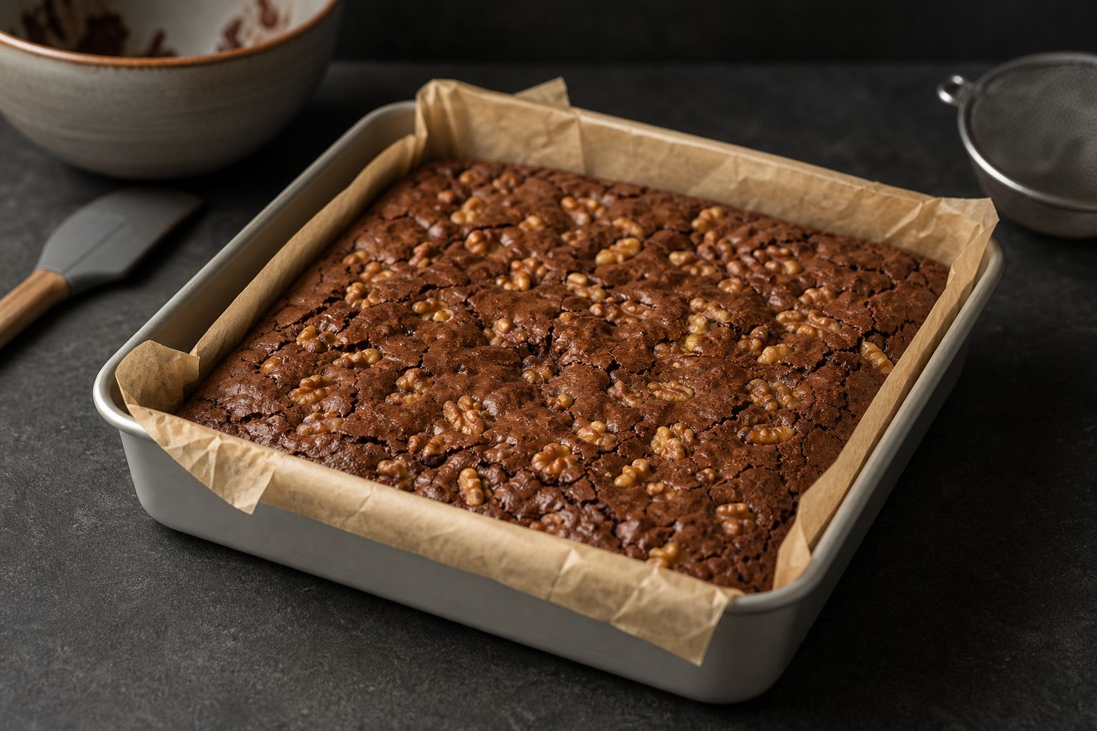 Valnøddebrownies, trin 8: køl helt af